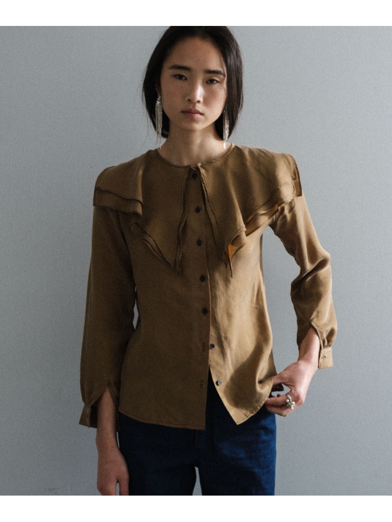 【SALE／77%OFF】【Pasterip】Collared design blouse PAL GROUP OUTLET パル グループ アウトレット トップス シャツ・ブラウス ホワイト ブラウン【RBA_E】【送料無料】[ Fashion]