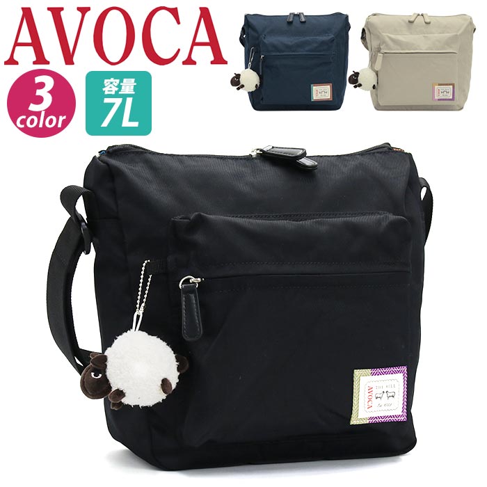 ショルダーバッグ AVOCA アヴォカ スクエア ショルダー バッグ かばん メンズ レディース ユニセックス 男女兼用 通学 通勤 おしゃれ 人気 斜め掛けバッグ シンプル 軽量 軽い マスコット付き Shoulder Bag AC-004