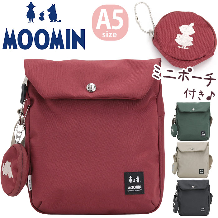 ショルダーバッグ レディース メンズ MOOMIN ムーミン ショルダー バッグ 口折れ フラップ 肩掛け 斜め掛け ミニショルダー 男女兼用 かばん かわいい ミイ リトルミイ ニョロニョロ スナフキン サブバッグ 旅行 軽量 おしゃれ シンプル ブラック 黒 A5 2.5L RMNK-01