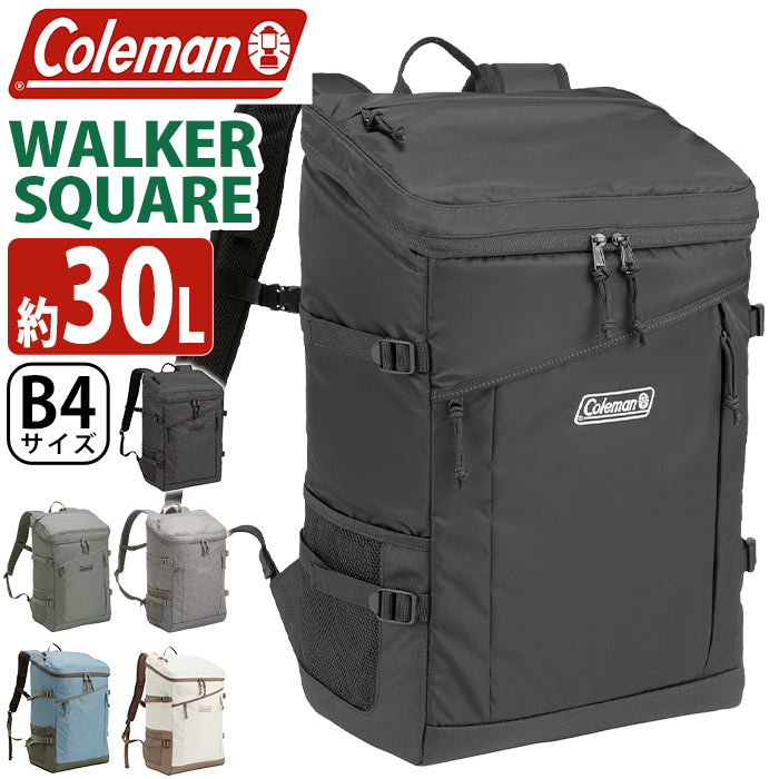 Coleman コールマン リュック 【 認定販売店 】 大容量 30L ウォーカー スクエア バックパック 正規品 メンズ デイパック レディース リュックサック 通学 通勤 学生 高校生 大学生 大人 A4 B4 PC収納 タブレット 黒 ボックス型 WALKER ブラック