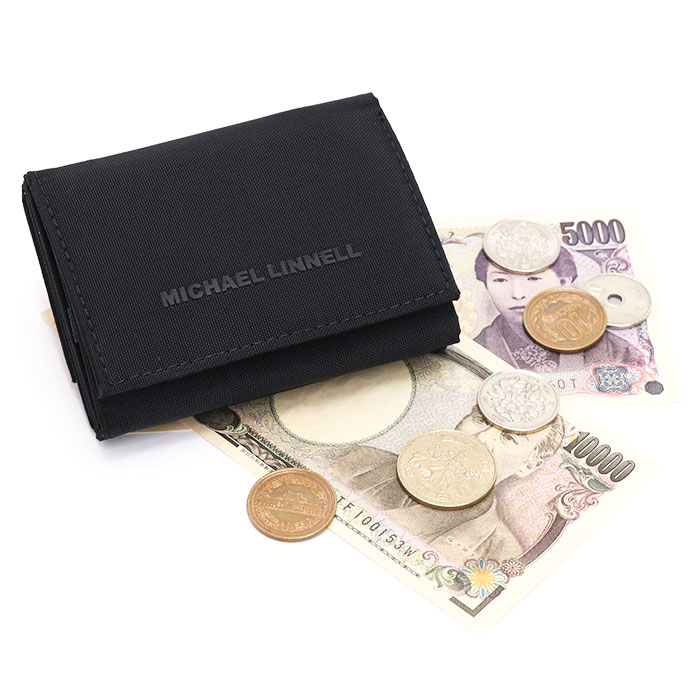 三つ折財布MICHAELLINNELL'Sマイケルリンネル三つ折り財布折財布ミニウォレット小さめ軽量軽いメンズレディースユニセックス通学通勤おしゃれ人気ロゴコンパクトカード収納小銭入れブラック黒ネイビー紺MLWA-420-07【NKP】