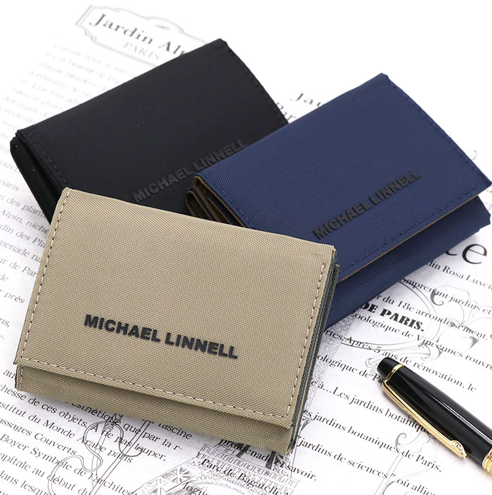 三つ折財布MICHAELLINNELL'Sマイケルリンネル三つ折り財布折財布ミニウォレット小さめ軽量軽いメンズレディースユニセックス通学通勤おしゃれ人気ロゴコンパクトカード収納小銭入れブラック黒ネイビー紺MLWA-420-07【NKP】