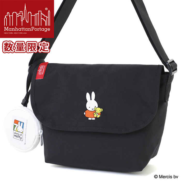 ManhattanPortage マンハッタンポーテージ ショルダーバッグ 限定モデル 2025 春夏 新作 ミッフィー 正規品 メッセンジャーバッグ ショルダー バッグ ブラック 黒 B5 NYLON MESSENGER BAG(SM) BACK POCKET W/ DIVIDER MAGNET 500D CORDURA MIFFY 70TH MP1605JRBPDMGNTMF70