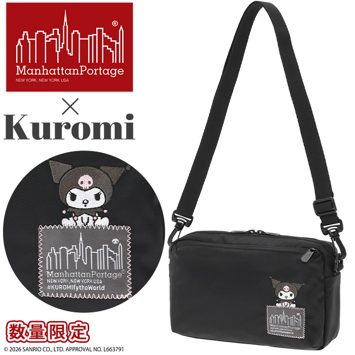 ショルダーバッグ マンハッタンポーテージ ManhattanPortage 限定モデル 正規品 クロミ KUROMI ミニショルダー ショルダー バッグ カバン 斜め掛け 肩掛け メンズ レディース 男女兼用 ブラック 黒 シンプル B6 MP1404L2NTWLBKRM