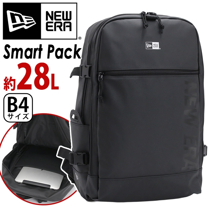 リュック ニューエラ NEW ERA Smart Pack メンズ レディース 28L リュックサック ビジネス 黒リュック バックパック デイパック 通勤 通学 かっこいい 仕事 出張 カジュアル 学生 大学生 丈夫 アウトドア ブラック 黒 A4 B4 PC収納 街用 旅行 スマートパック 14521307