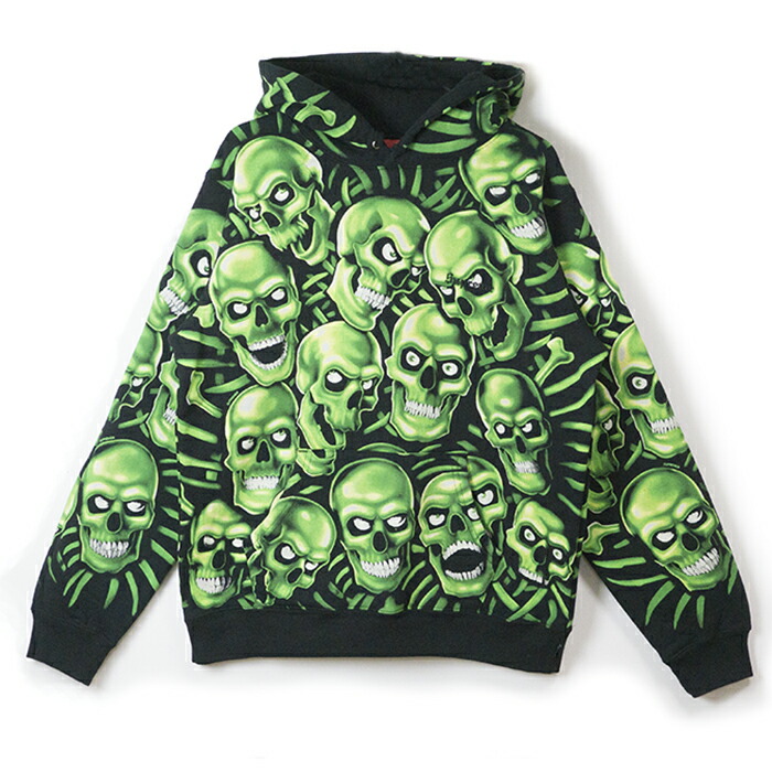 supreme hoodie green skull