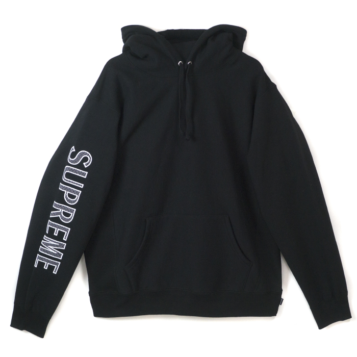 supreme sleeve embroidery hooded sweatshirt