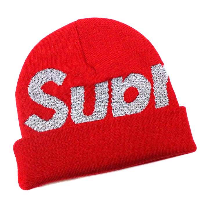 supreme reflective big logo beanie