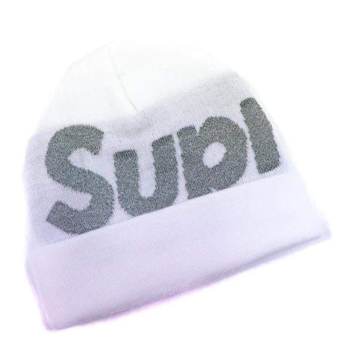 supreme reflective big logo beanie