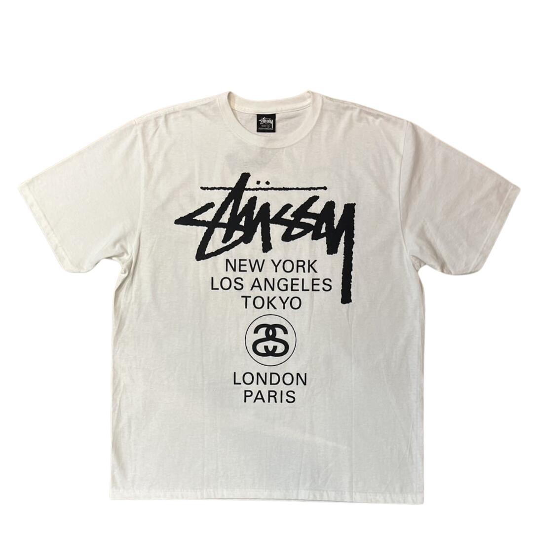 2025SS Stussy  / ステューシーWorld Tour TEE / 世界周遊旅行 プルオーバーWhite/ 白いこと 白置き目品 新古品【中古】