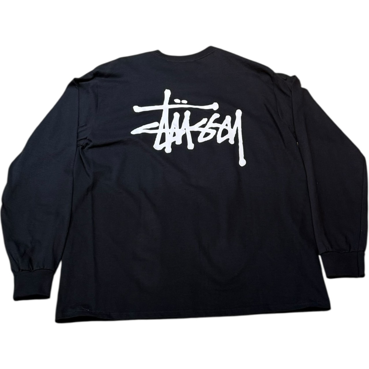 【良品】STUSSY　ワールドツアーストックロゴスウェット　ブラック　Lサイズ org.jpg