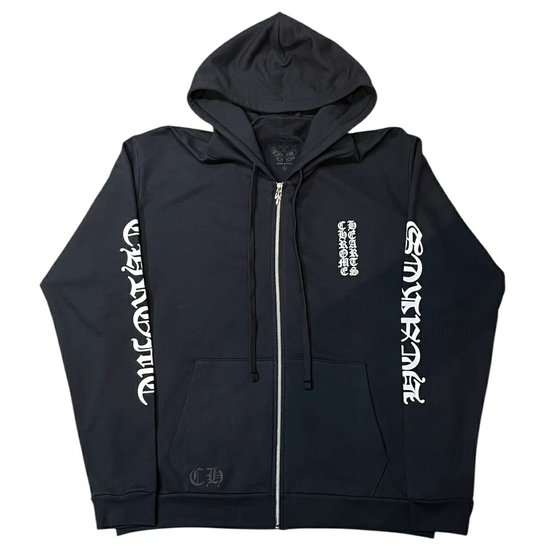 楽天市場】CHROME HEARTS XL ZIP THERMAL HOODIE BLACK W/BLUE PRINT