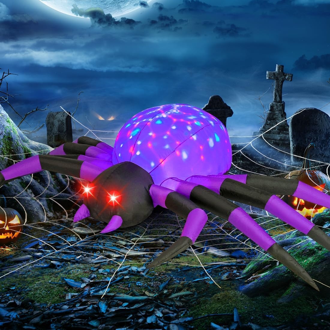 ハロウィン インフレータブル 屋外装飾 2.7m スパイダー 付き 庭用デコレーション CO-69310 COMIN カミン　ハロウィーン 飾り 不気味 ホラー 怖い 蜘蛛 クモ 巨大 大きい