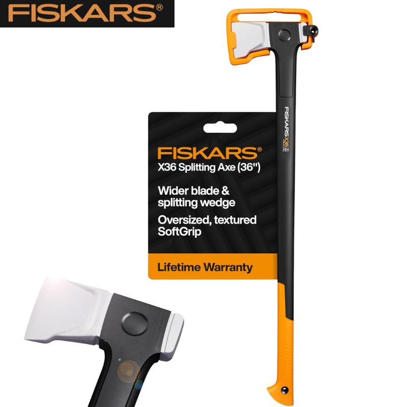 【クーポン配信中】Fiskars フィスカース X36 薪割り斧 約91cm 大型ログ対応 斧 おの 強力スプリッティングアックス 鍛造スチール刃 衝撃吸収ハンドル 錆防止 高耐久 アウトドア 薪割り用 業務用 家庭用