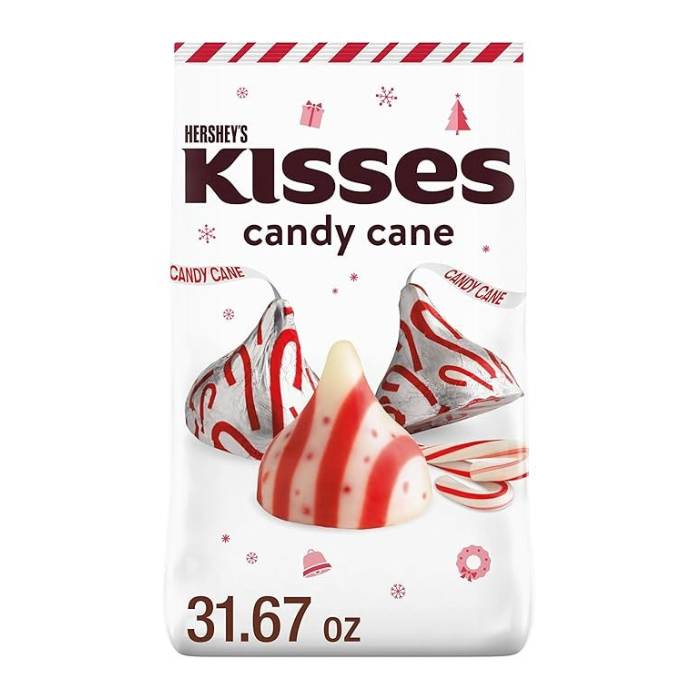 【クーポン配信中】ハーシーズ HERSHEY'S キス キャンディケイン風味 クリスマスストッキング詰め物キャンディバルクバッグ クリスマス お菓子 897g