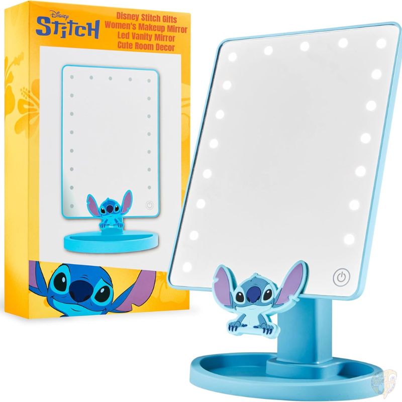 Disney Stitch ディズニー スティッチ LEDバニティミラー タッチスクリーン 小物入れトレイ付 卓上鏡 ブルー Disney Lilo & Stitch リロ & スティッチ