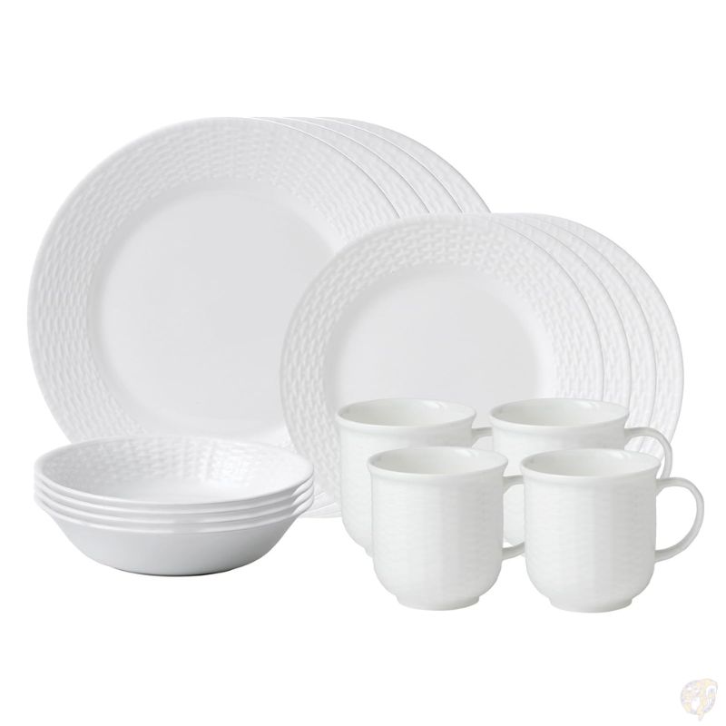 【クーポン配信中】Wedgwood ウェッジウッド ナンタケット・バスケット 16ピースセット ファイン ボーン チャイナ ホワイト 食器セット 4人用