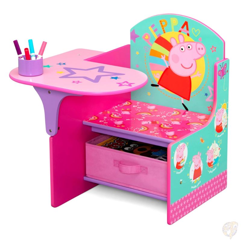 Delta Children デルタチルドレン ペッパピッグ 一体型デスク 椅子 チェアデスク 収納付き 3歳から ピンク