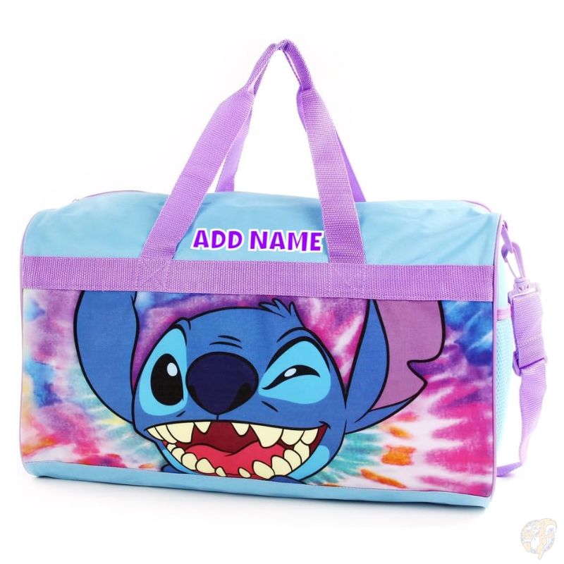 KishKesh ディズニー スティッチ 名入れ ダッフルバッグ 46cm サイドメッシュポケット付 1泊旅行 スポーツバッグ 公式 Disney Lilo & Stitch リロ & スティッチ