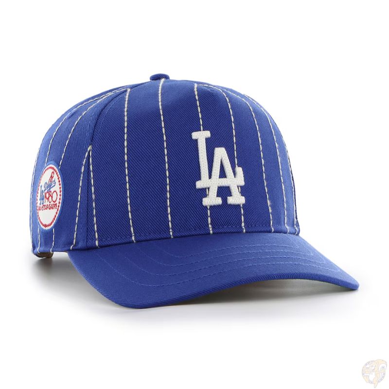 2026 ドジャース 帽子 キャップ '47 &times; Rawlings ロサンゼルス・ドジャース コラボ ピンストライプ ヒッチ キャップ ロイヤル 5パネル 帽子・ハット・キャップ・フリーサイズ・サイズ調整可能・ドジャース帽子｜パームスアメリカ