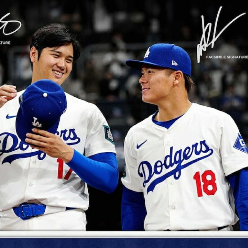 2026 大谷翔平 山本由伸 ロサンゼルス・ドジャース 額入りフォト 直筆