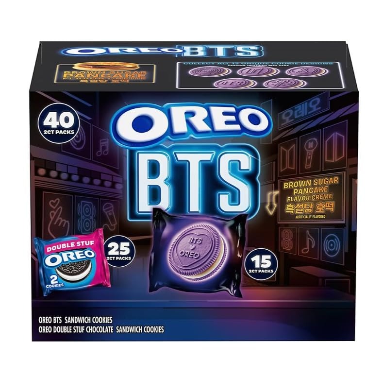 OREO オレオ BTS チョコレートサンドクッキー ダブルスタッフ バラエティパック 40袋入り 個包装 アメリカ お菓子 詰め合わせ 輸入菓子 アイドル KPOP 推し活 Oreo BTS Chocolate Sandwich Cookies ダブルスタッフ 韓国 スイーツ味 アメリカ版 お配り まとめ買い｜パームスアメリカ