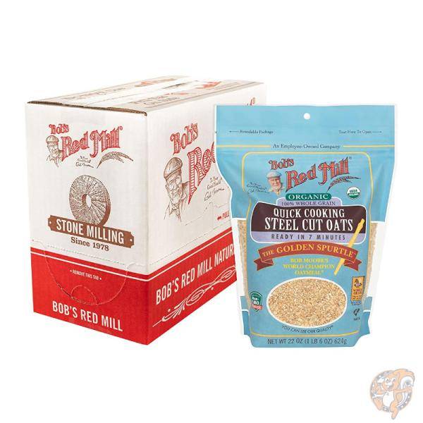 【先着55名様!全品555円クーポン配信中】ボブズレッドミル Bob's Red Mill オーガニック クイッククッキング スチールカット オーツ 麦 623g×4袋 送料無料