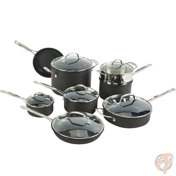 クイジナート Cuisinart ノンスティック 14ピース フライパン 鍋セット 66-14N グレー テフロン加工 オシャレ 送料無料