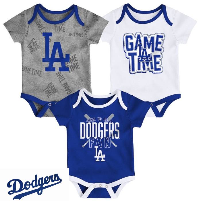 ベビー服 3セット ロサンゼルスドジャース 幼児 赤ちゃん MLB公式 LAロゴ Los Angeles Dodgers 出産祝い 野球 メジャーリーグ ギフト 男の子 女の子 ドジャースファン 野球ゲーム アメリカ輸入画像