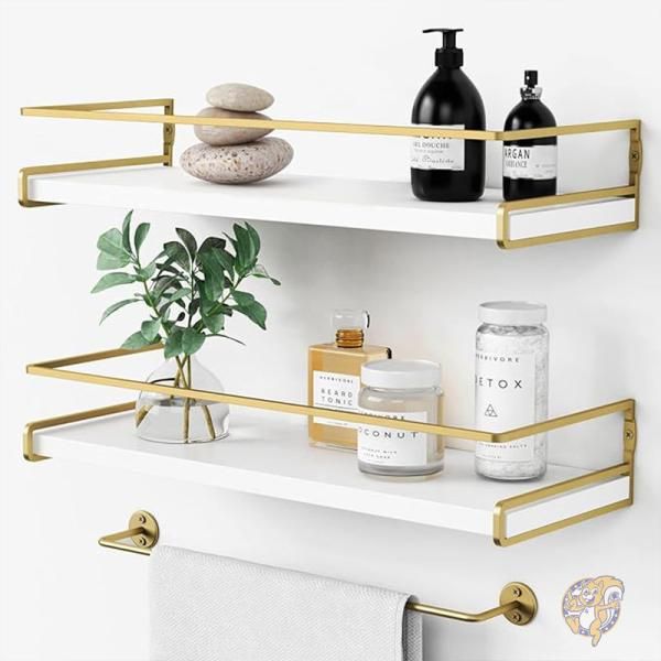 【クーポン配信中】フローティング バスルームシェルフ 壁掛け バー付き Floating Bathroom Shelves FBWS23-001