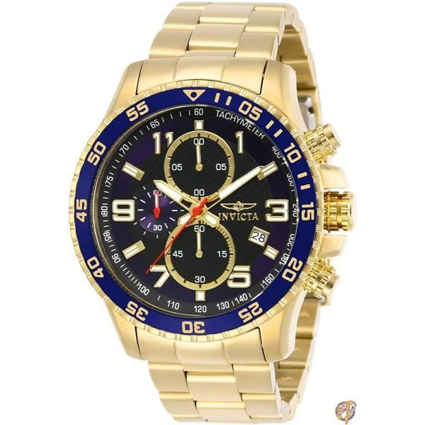 【クーポン配信中】[インビクタ] 腕時計 Specialty 石英 45mm ケース ゴールド ステンレス鋼ストラップ ブラック ブルーダイヤル 14878 メンズ 送料無料 18,653円