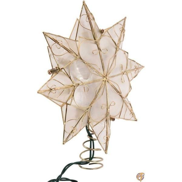【先着55名様!全品555円クーポン配信中】Kurt Adler Indoor 10 Light 8-Point Capiz Star Treetop with Arabesque Decoration by [並行輸入品]