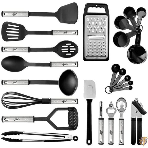 【25日最大4000円クーポン】(24 Pcs.) - Kaluns Kitchen Utensils 24 Nylon Stainless Steel Cooking 送料無料|パームスアメリカ