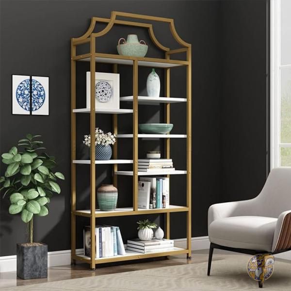 8段オープンシェルフ本棚 高さ180 x 長さ 80cm 本棚 収納ディスプレイラック 590 Gold Bookshelf Loomie 海外家具