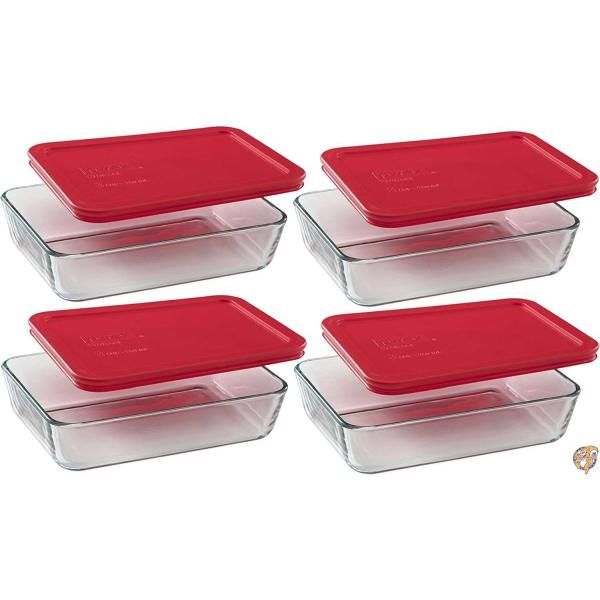 Pyrex長方形ガラス製食品容器セット 容量3カップ 3 cup, Box of 4 Containers na [並行輸入品]