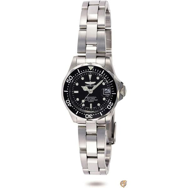【ポイント2倍!15日】[インビクタ] 腕時計 Pro Diver レディ 石英 24.5mm ケース シルバー ステンレス鋼ストラップ ブラックダイヤル 8939 送料無料