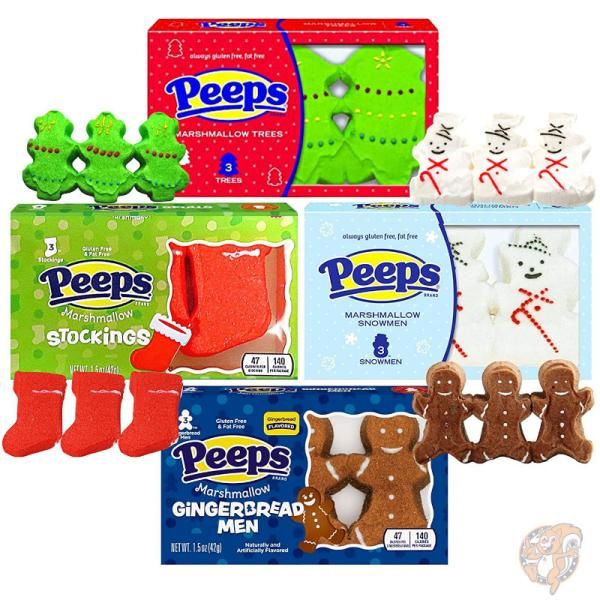 【クーポン配信中】Needzo Peeps マシュマロ クリスマス 雪だるま クリスマスツリー ストッキング ジンジャーブレッドマンなど 4種類 送料無料