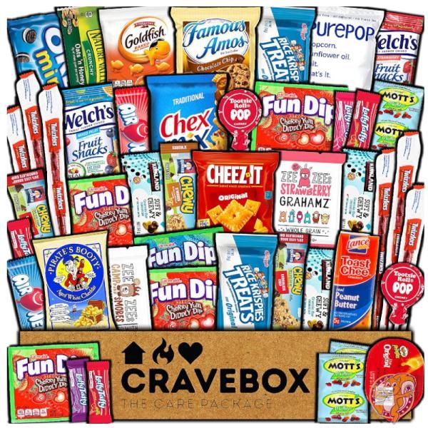 CraveBox スナック クッキー グラノーラバー チップス キャンディ お菓子 詰め合わせ アソート ギフト ボックス 45個入 送料無料