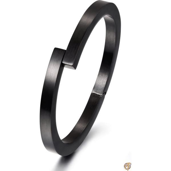 【クーポン配信中】WISTIC メンズ カフバングルブレスレット ブラックバングル ステンレススチールブレスレット カフ 磁気クラスプ プレーンポリッシュ 送料無料