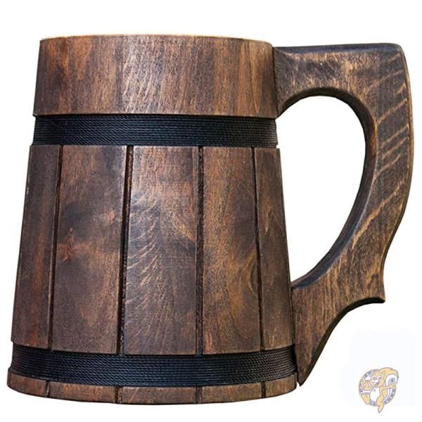 Etno Motif エトノ モチーフ キッチン用品 ビール ジョッキ 木製 ハンドメイド ブラウンウッド 01913-5