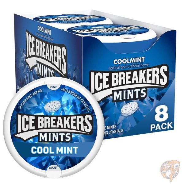 【クーポン配信中】アイスブレーカーズ ICE BREAKERS クールミント シュガーフリー タブレット 42.5g（1.5オンス）×8個 送料無料