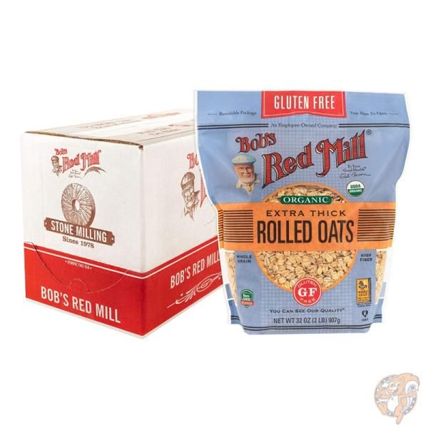 【ポイント2倍!15日】ボブズレッドミル Bob's Red Mill グルテンフリー オーガニック 極厚 ロールドオーツ 907g×4袋 送料無料