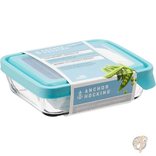 食品コンテナ トゥルーシール ガラス製食品保存容器 蓋付き 6カップ 長方形 4個パック 13100L20 Anchor Hocking