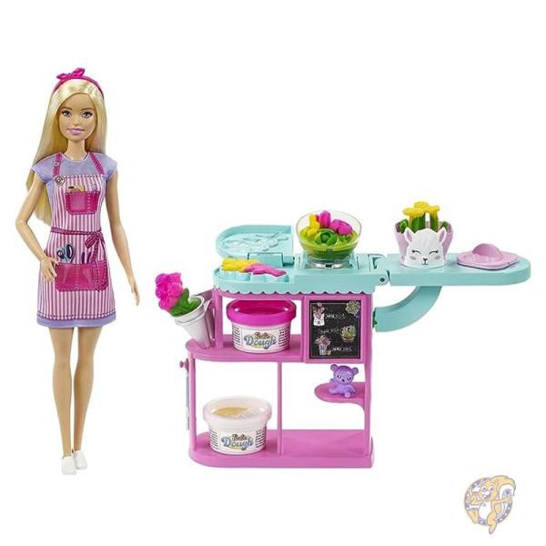 【クーポン配信中】バービー 着せ替え人形 花屋さんセット 型付きフラワー作成キット 子供用おもちゃ GTN58 Barbie