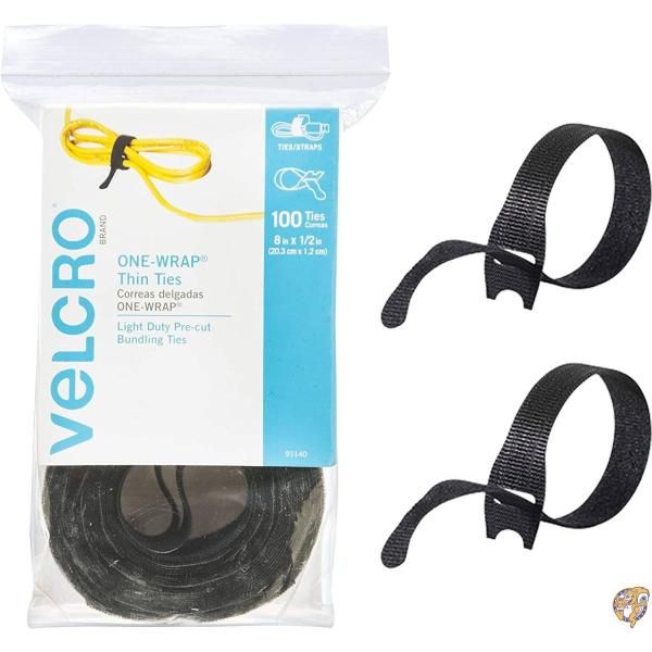 【クーポン配信中】Reusable Self-Gripping Cable Ties, 1/2 x Eight Inches, Black, 100