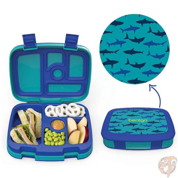 Bentgo（ベントゴー）子供用 弁当箱 キッズ ランチボックス 5コンパートメント 漏れ防止 シャーク サメ Sharks 食洗機対応 BPAフリー