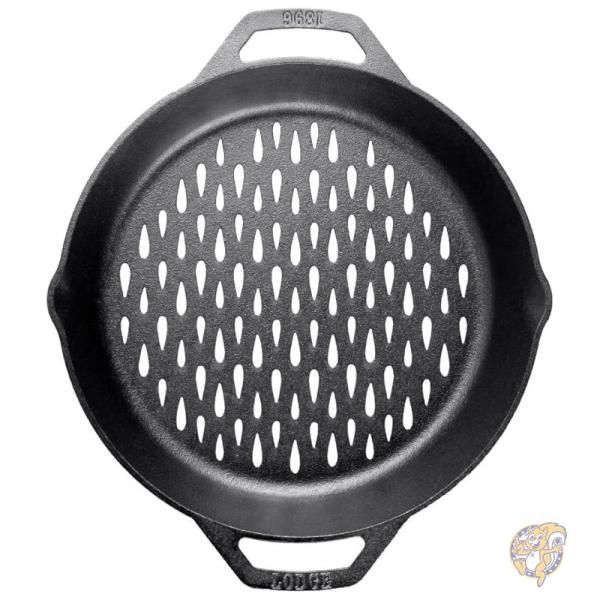 【25日最大4000円クーポン】鋳鉄製 グリルバスケット 30cm BBQ アウトドア Lodge Cast Iron Dual Handle Grill Pan|パームスアメリカ