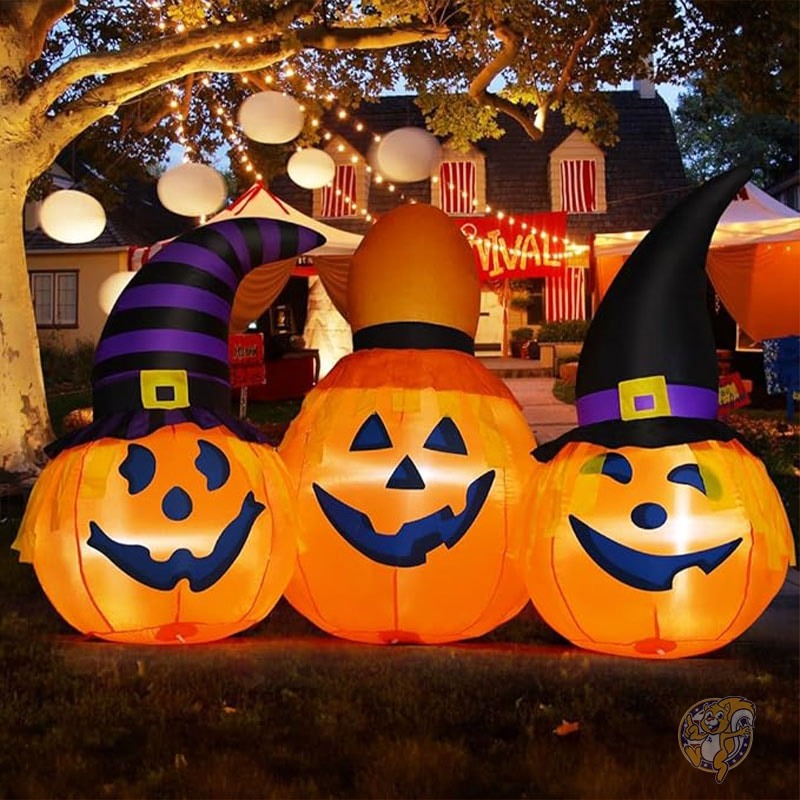 ハロウィン インフレータブル ハロウィーン 屋外用 パンプキン コンボ ウィザード ハット付き ライト内蔵 1.9m グーシュ GOOSH