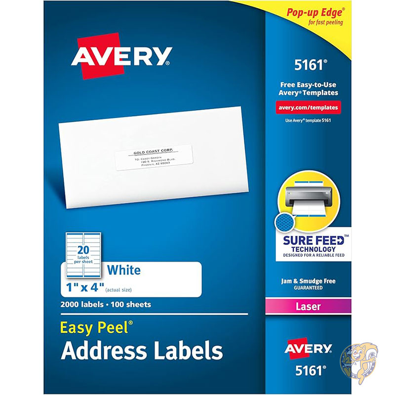 エイブリー Avery 印刷 住所ラベル イージーピール 2.5" x 10cm" ホワイト レーザー プリンター用 郵送ラベル 2,000枚｜パームスアメリカ 8,626円