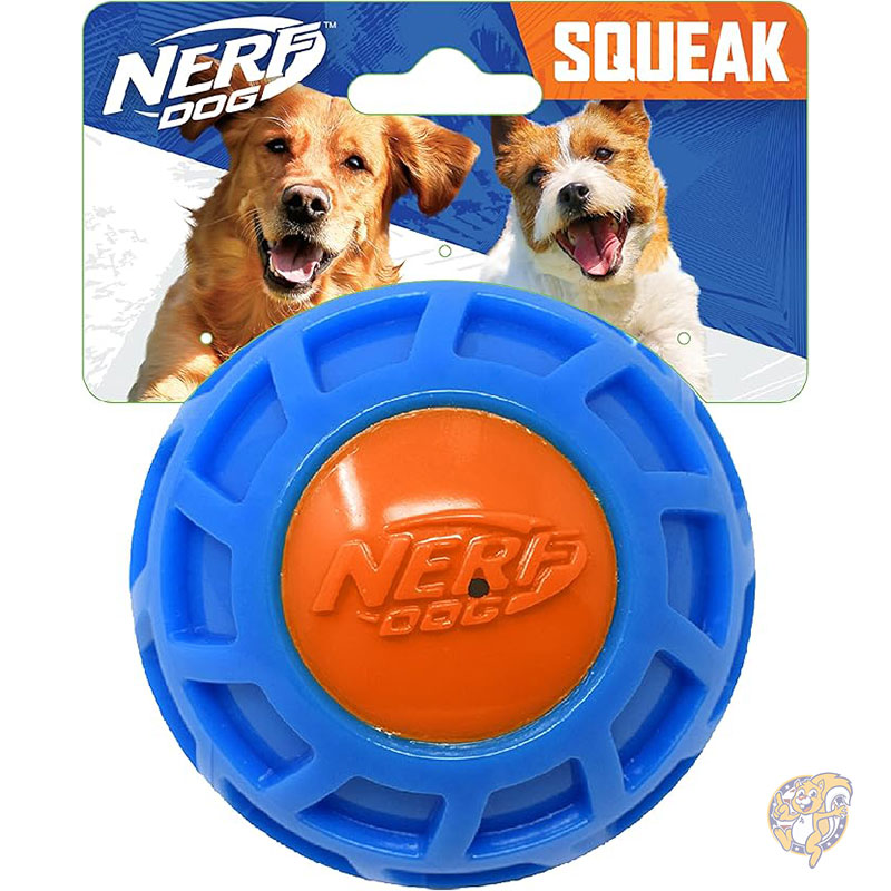 【クーポン配信中】10cm TPR EXO スクイークボール ブルー/オレンジ 大型犬用 犬用おもちゃ ペット用品 ナーフ Nerf Dog